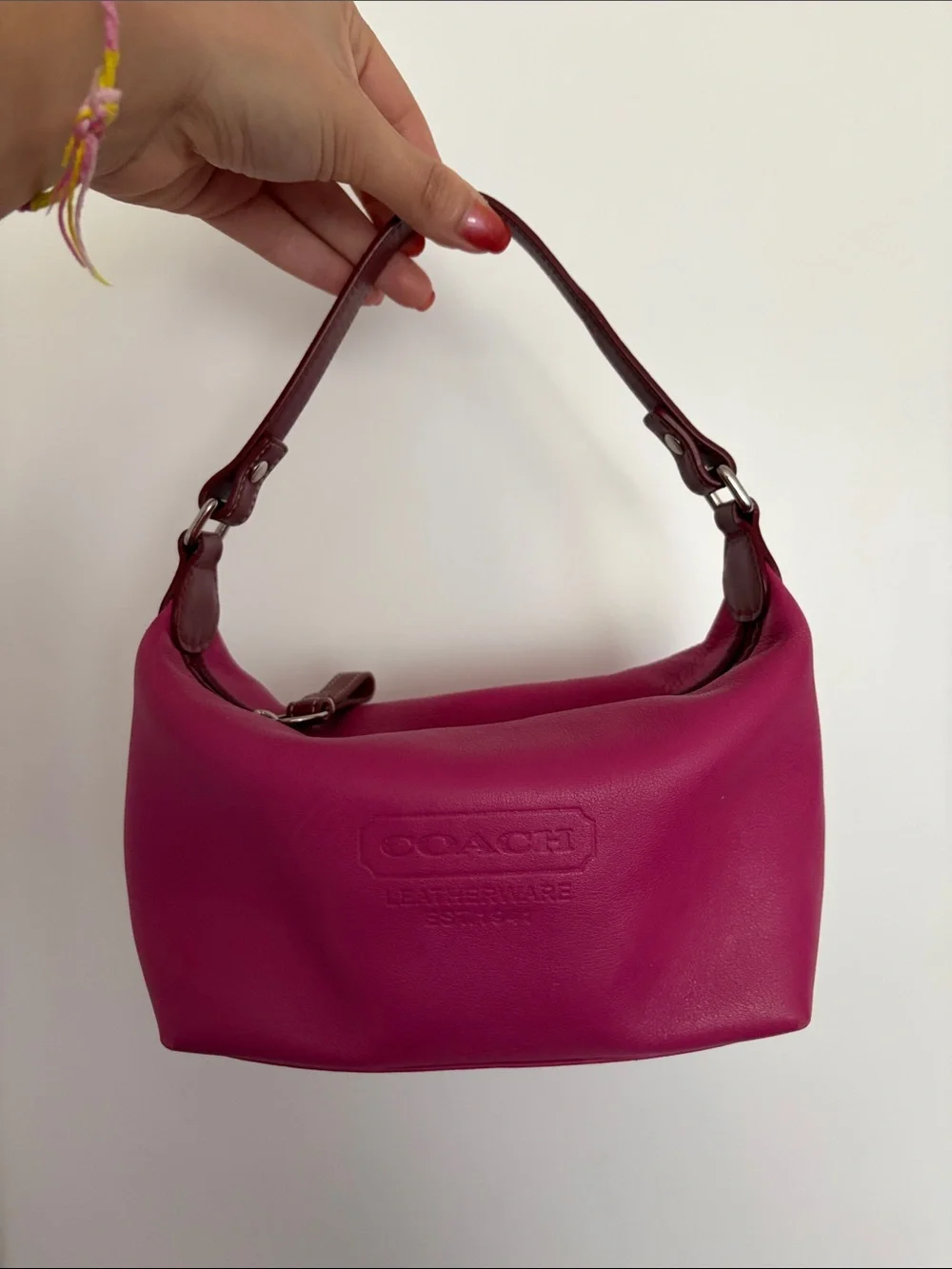 Coach Hot Pink Mini Leather Shoulder Bag! - Picture 3 of 3